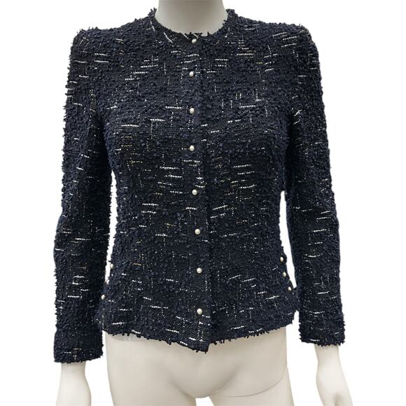 Chanel Blazer Women’s Size 4P Tweed with Shimmer Embellishments and Faux Pearls - Picture 1 of 5